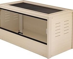 New Age Pet ECOFLEX 48" Wide Large Reptile Habitat, Mojave Lounge for Snakes, Tortoises & Lizards in Maple, Black & Grey, Easy Assembly, Sliding Glass Doors & Mesh Top