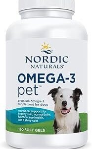Nordic Naturals Omega-3 Pet, Unflavored - 180 Soft Gels - 320 mg Omega-3 Per Soft Gel - Fish Oil for Dogs with EPA & DHA - Promotes Heart, Skin, Coat, & Immune Health