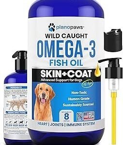 Omega 3 Fish Oil for Dogs - Better Than Salmon Oil - Dog Fish Oil Supplement to Reduce Shedding & Itching - Supports Joints, Brain, and Heart Health - Skin and Coat Supplement - Liquid Fish Oil