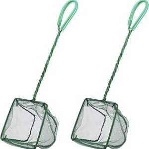Pawfly Aquarium Fish Net with Braided Metal Handle Square Net with Soft Fine Mesh Sludge Food Residue Wastes Skimming Cleaning Net for Fish Tanks Small Koi Ponds and Pools