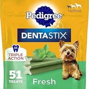 Pedigree Dentastix Dental Chews for Dogs, Small and Toy Breed Dog Treats, Fresh Flavor, 12.31 oz. Bag (51 Treats Total)
