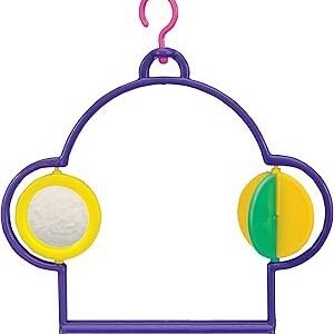 PENN-PLAX Bird Swing with Mirror and Spinner Toy – Attaches to Wire Birdcages – Great for Parakeets, Finches, and Other Small Birds – Multicolor