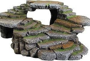 PENN-PLAX (REP183) Reptology Shale Scape Step Ledge & Cave Hideout – Decorative Resin for Aquariums & Terrariums – Great for Reptiles, Amphibians, and Fish – Large