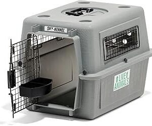 Petmate Sky Kennel For Air and Travel Airline Compliant Dog Crate for Smaller Dog Breeds or Pets up to 15 lbs, Heavy Duty Dog Kennel, Made in the USA- 21" L