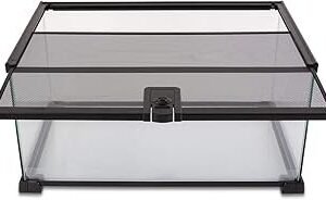 REPTI ZOO 10 Gallon Reptile Tank Glass Natural Cages Terrarium 20" x 12" x 10" Sliding Screen Top for Reptile Hamster Hedgehog Small Animals