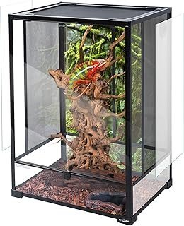 REPTI ZOO 24" x 18" x 36" Glass Reptile Terrarium Rainforest Habitat with Double Hinge Door and Screen Ventilation, 67 Gallon, Easy Assembly