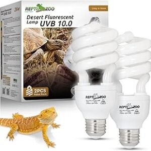 REPTI ZOO UVB Light for Desert Reptile 2 Pack, 10.0 26W UVA UVB Reptile Light Bulb, UVB Spiral Compact Lamp for Bearded Dragons Tortoises Lizards Snakes