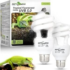 REPTI ZOO UVB Light for Tropical Reptile, 2 Pack 5.0 15W UVA UVB Reptile Light Bulb, UVB Lamp for Crested Gecko Leopard Gecko Frog Toad Snake Chameleon