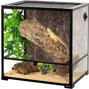 REPTIZOO 45 Gallon Glass Reptile Terrarium 24" x 18" x 24" Knock-Down Reptile Tank with Double Hinge Door and Top Screen Ventilation Easy Assembly Terrarium