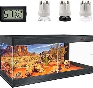 Royxen Reptile Tank, Reptile Enclosure with Lockable Design, Tempered Glass Bearded Dragon Tank for Lizard Habitat (Black, 80 Gallons,48"x20"x20")