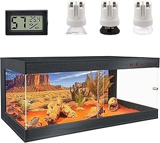 Royxen Reptile Tank, Reptile Enclosure with Lockable Design, Tempered Glass Bearded Dragon Tank for Lizard Habitat (Black, 80 Gallons,48"x20"x20")