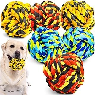SHARLOVY Dog Toys for Aggressive Chewers, Dog Balls for Large Breeds, Heavy Duty Cotton Rope Chew Toys with Tough Twisted for Medium Breeds, 6 Pack Indestructible Chew Toys