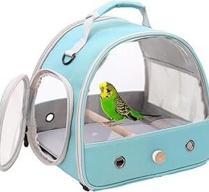 Small Bird Travel Cage Carrier, Portable Parrot Parakeet Carrier with Standing Perch and Comfy Mat, Budgies Carry Transport Bag for Vet Visit Shopping and Outdoor Adventure.