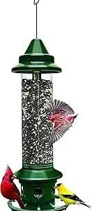 Squirrel Buster Plus Squirrel-proof Bird Feeder w/Cardinal Ring and 6 Feeding Ports, 5.1-pound Seed Capacity, Adjustable, Pole-mountable (POLE ADAPTOR SOLD SEPARATELY), Green
