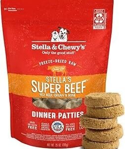 Stella & Chewy's Freeze-Dried Raw Dinner Patties - Beef Recipe - High Protein Grain-Free Puppy & Dog Food - Perfect For Picky Eaters - 25 oz