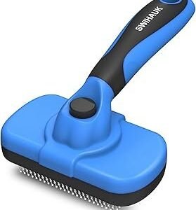 Swihauk Self Cleaning Slicker Brush - Skin Friendly Deshedding Grooming Tool for Dogs & Cats, Suitable for Shedding & Haired Pets, with Pet Supplies Accessories, Blue