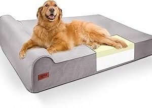 Sytopia XXL 35D Memory Foam Dog Bed for Extra Large Dogs – 7" Thick Orthopedic Pet Couch for Seniors and Big Breeds up to 150 Pounds, with Water-Resistant Liner & Washable Cover – Grey