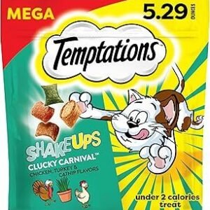 Temptations Cat Treat ShakeUps, Crunchy and Soft Cat Treats, Clucky Carnival, 5.29 oz. Pouch