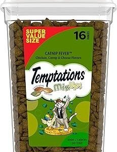 Temptations Cat Treats, Classic Crunchy and Soft Cat Treats, Catnip Fever Flavor, Catnip Treats, 16 oz. Tub