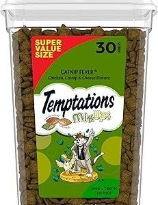 Temptations Cat Treats, Classic Crunchy and Soft Cat Treats, Catnip Fever Flavor, Catnip Treats, 30 oz. Tub