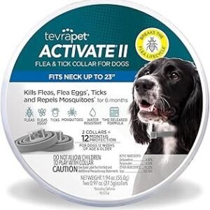 TevraPet Activate II Flea and Tick Collar for Dogs, 12 Months Prevention, 2 Count, for Medium and Large Dogs