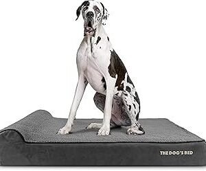 The Dog’s Bed Orthopedic Memory Foam Dog Bed with Headrest, Plush Fabric, Grey Plush, XXL, 6-Inch