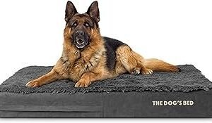 The Dog’s Bed Orthopedic Memory Foam Dog Bed Mattress,Fur Fabric,Grey Fur, XL, 6-Inch
