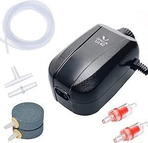 Uniclife Aquarium Air Pump Dual Outlet Fish Tank Aerator with Accessories for 5-200 Gallon Tank