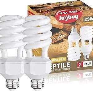 UVB Reptile Light Bulb 10.0, 23W UV Spiral Compact Florescent Terrarium Lamp Ideal for Desert Reptiles Bearded Dragons Lizard Tortoise Iguanas Chameleons Snake - 2 Pack