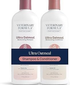 Veterinary Formula Moisturizing Ultra Oatmeal Shampoo & Conditioner Bundle for Dogs & Cats with Colloidal Oatmeal & Jojoba, Leaves Coat Soft, Shiny & Hydrated, 2 x 17 Fl Oz Bottles
