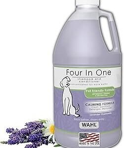 Wahl USA 4-in-1 Calming Pet Shampoo for Dogs with a Lavender Chamomile Scent – Cleans, Conditions, Detangles, & Moisturizes - Pet Friendly Formula – 64 Oz - Model 821000-050