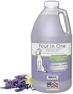 Wahl USA 4-in-1 Calming Pet Shampoo for Dogs with a Lavender Chamomile Scent – Cleans, Conditions, Detangles, & Moisturizes - Pet Friendly Formula – 64 Oz - Model 821000-050