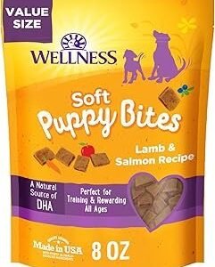 Wellness Puppy Treats, Natural, Training Treat, Grain Free, Soft Lamb & Salmon (8 Ounce Bag)