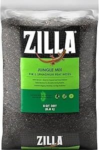 Zilla Pet Reptile Terrarium Substrate Bedding, Jungle Mix, for Frogs, Rainforest Geckos, Toads and Snakes, 8 Quart