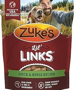 Zuke’s Lil’ Links Dog Treats for Dogs, Snacking Sausage Treats for Dogs, Made with Real Duck & Apple, 6 oz. Resealable Pouch - 6 oz. Bag